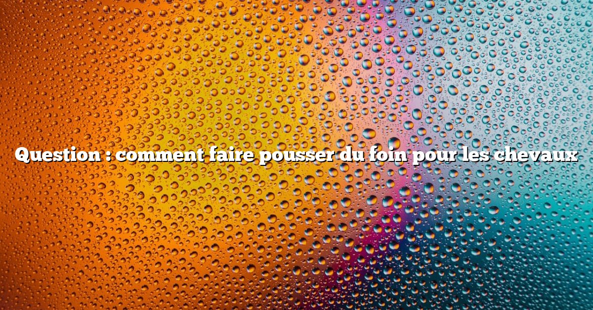 Question : comment faire pousser du foin pour les chevaux